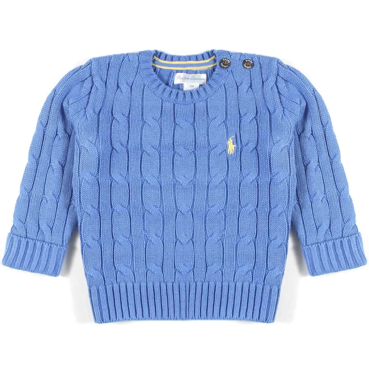 Ralph Lauren Harbor Blue Cable Pullover For Baby Boys