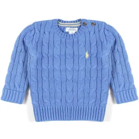 Ralph Lauren Harbor Blue Cable Pullover For Baby Boys