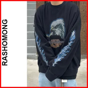 RASHOMONG  |Unisex Street Style Long Sleeves Plain Cotton Oversized