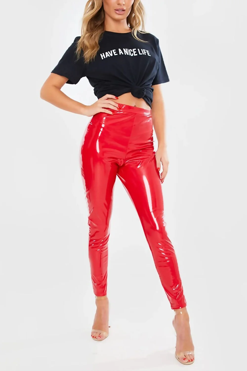 Red Patent Vinyl Leggings