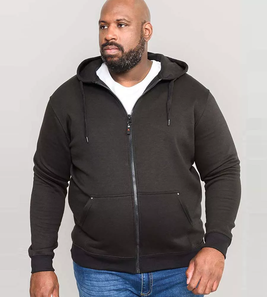 Rockford Big Mens Black Heavy Weight Full Zip Hooded Sweatshirt (CANTOR BLACK)