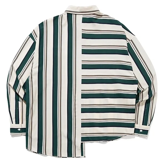 ROMANTIC CROWN  |Stripes Unisex Street Style Long Sleeves Cotton Oversized