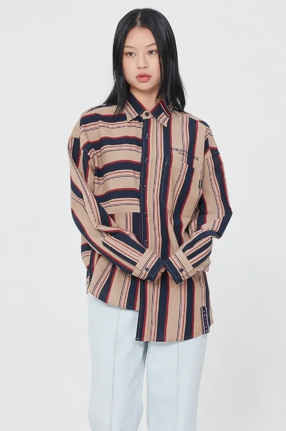 ROMANTIC CROWN  |Stripes Unisex Street Style Long Sleeves Cotton Oversized