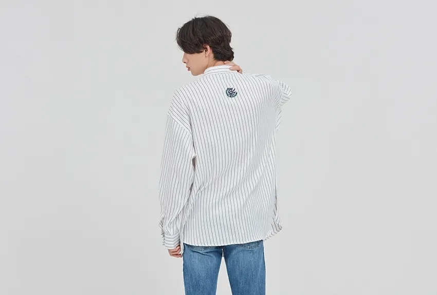 ROMANTIC CROWN  |Stripes Unisex Street Style Long Sleeves Oversized Logo