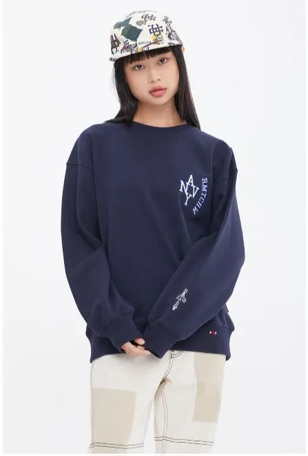 ROMANTIC CROWN  |Unisex Street Style Oversized Logo Sweatshirts