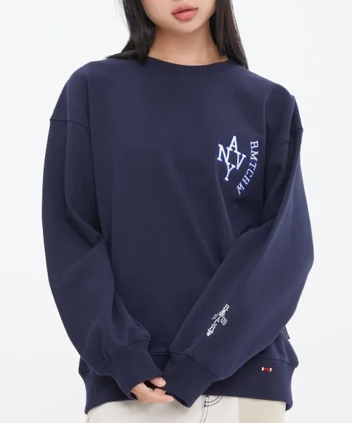 ROMANTIC CROWN  |Unisex Street Style Oversized Logo Sweatshirts