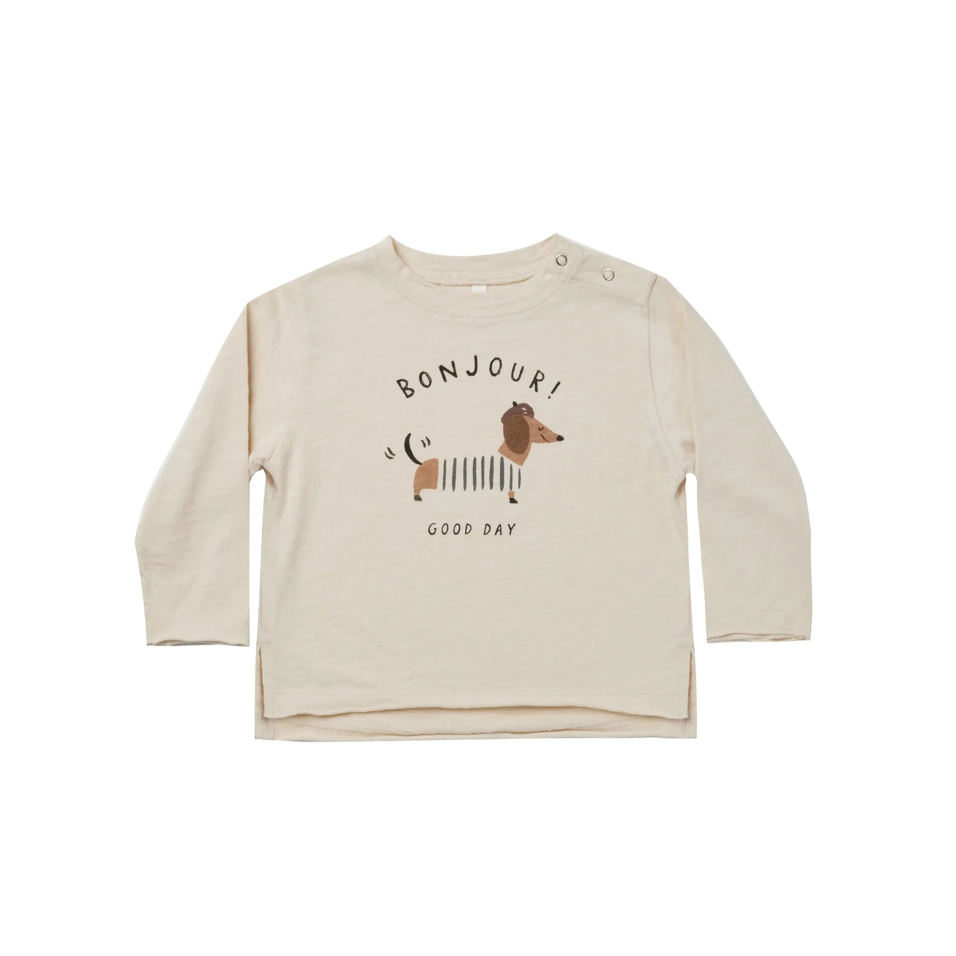 Rylee + Cru Natural Bonjour Raw Edge Long Sleeve Tee