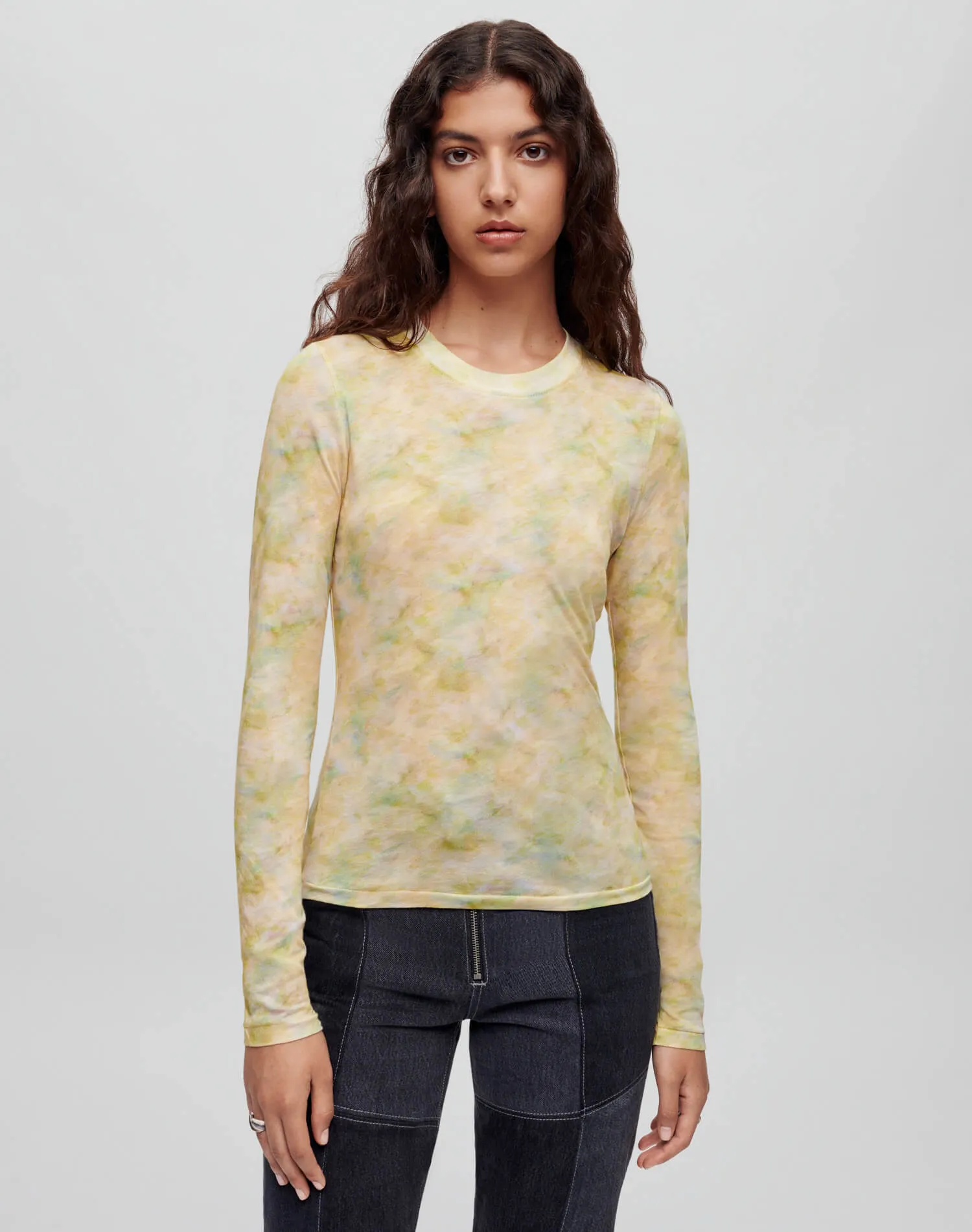 Sheer Long Sleeve Tee - Bumblebee Watercolor