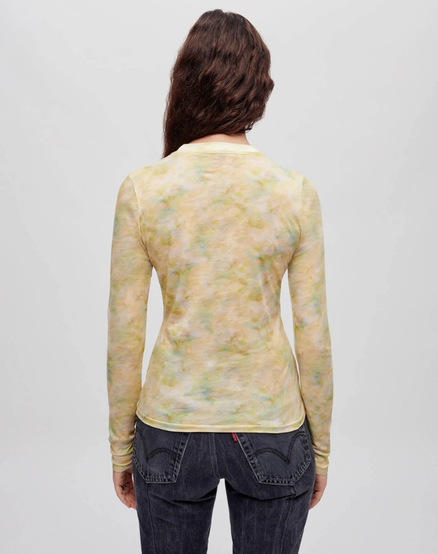 Sheer Long Sleeve Tee - Bumblebee Watercolor