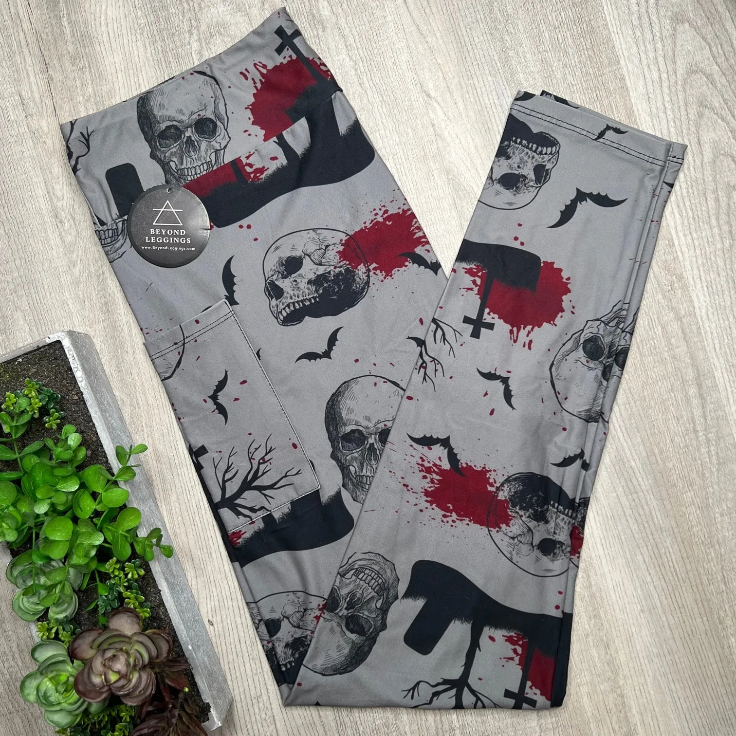 Spooky Graveyard Soft Leggings w/ Pocket