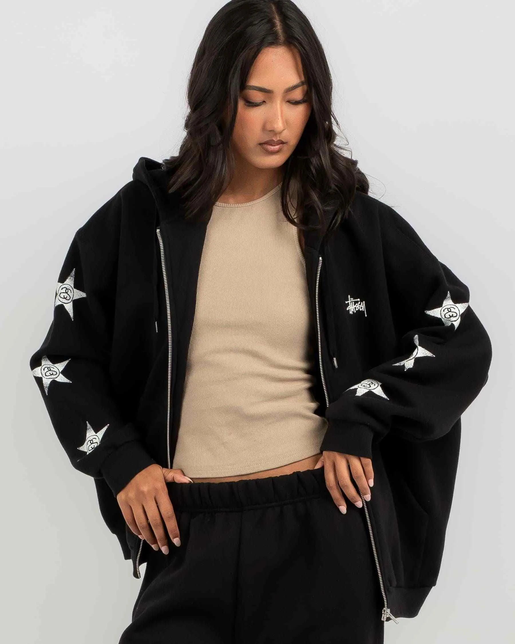 STUSSY  |Star Street Style Long Sleeves Cotton Oversized