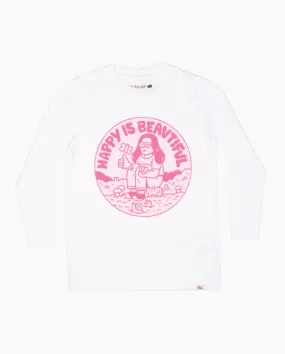 TGC Happy Is Beautiful White LS Tee