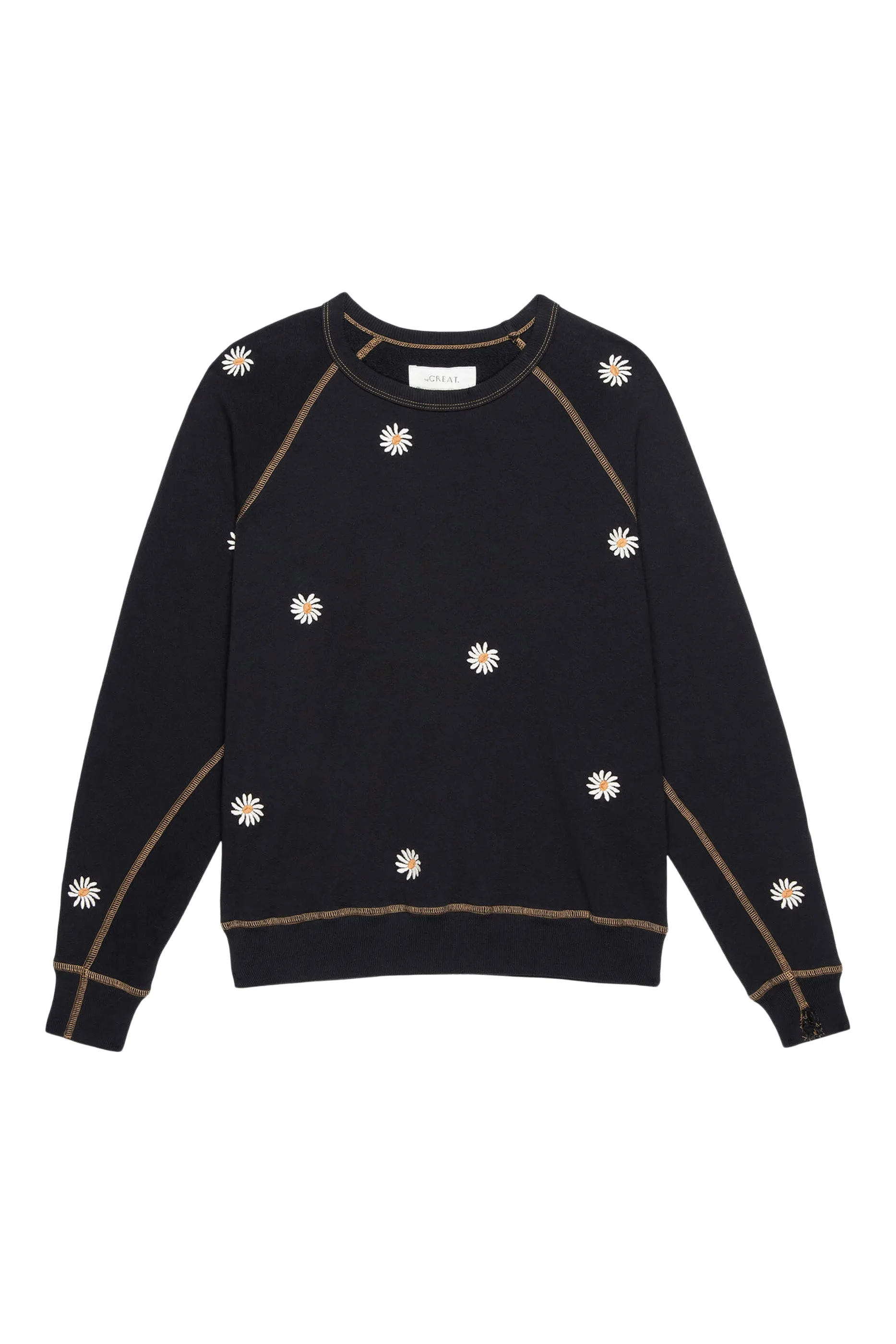 The Great College Sweatshirt in Almost Black with Daisy Embroidery