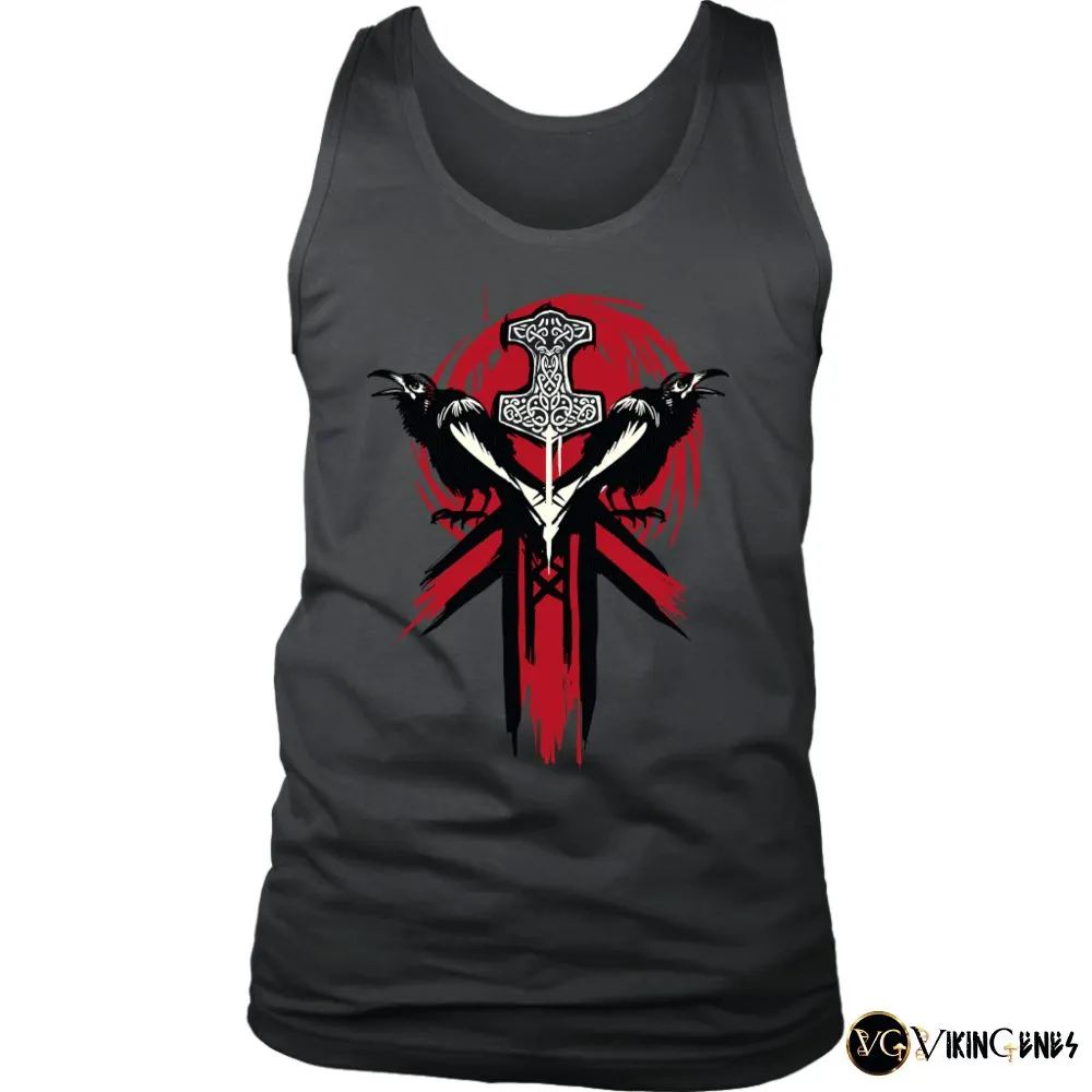 Thor's Hammer Mjolnir with Ravens Tank Top