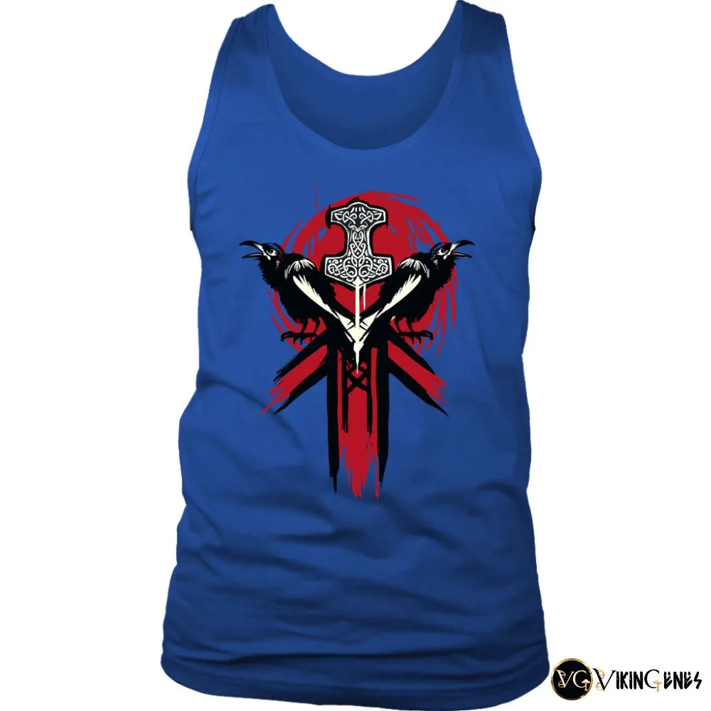 Thor's Hammer Mjolnir with Ravens Tank Top