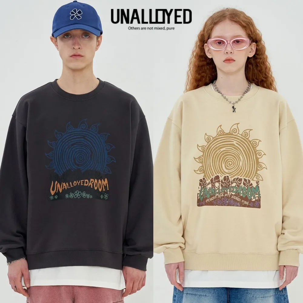 UNALLOYED  |Flower Patterns Unisex Street Style Long Sleeves Oversized