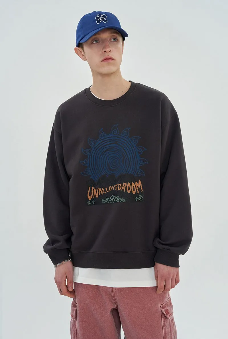 UNALLOYED  |Flower Patterns Unisex Street Style Long Sleeves Oversized