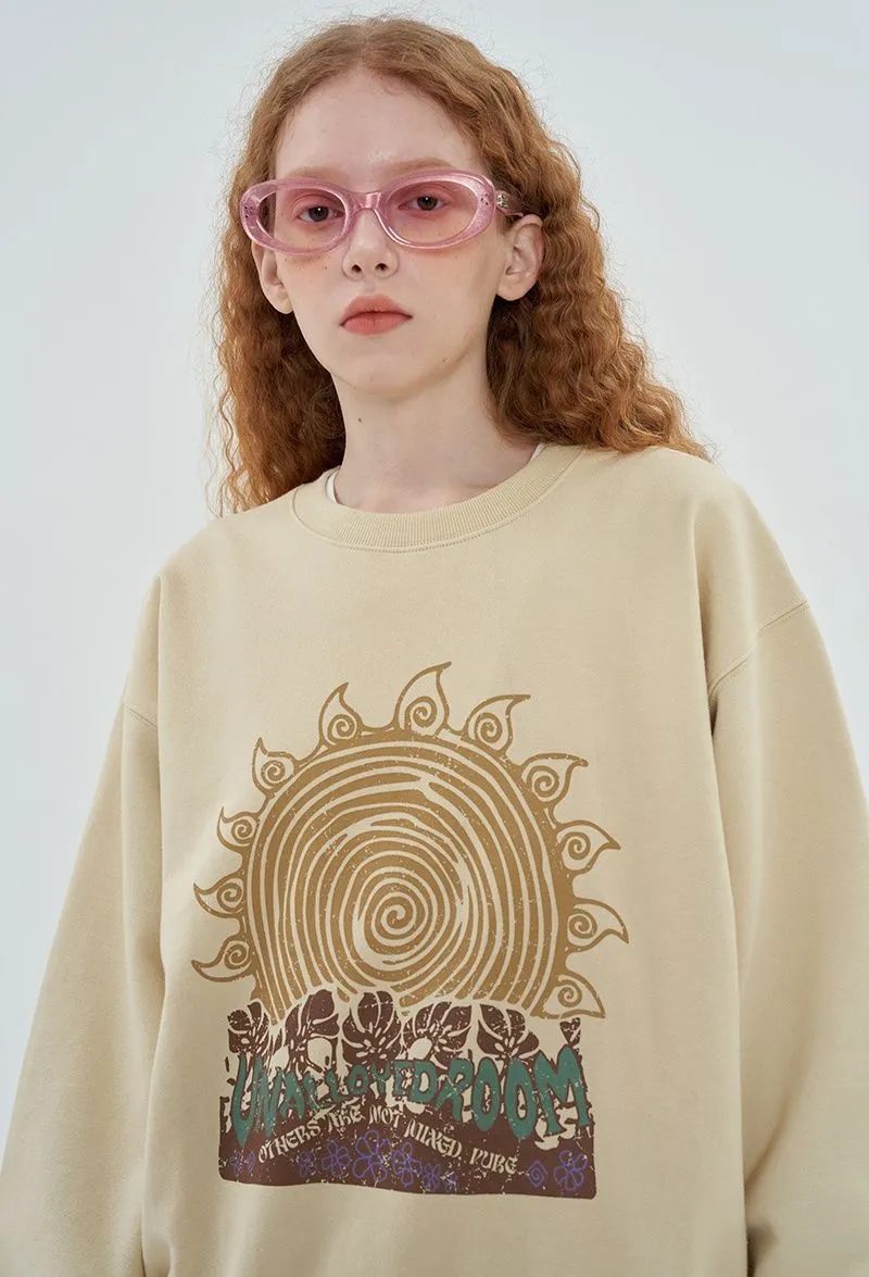 UNALLOYED  |Flower Patterns Unisex Street Style Long Sleeves Oversized