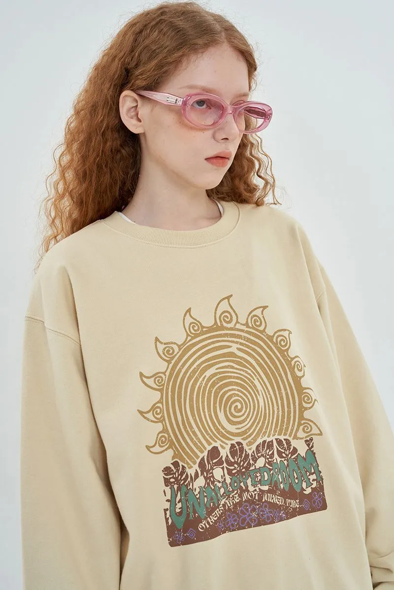 UNALLOYED  |Flower Patterns Unisex Street Style Long Sleeves Oversized