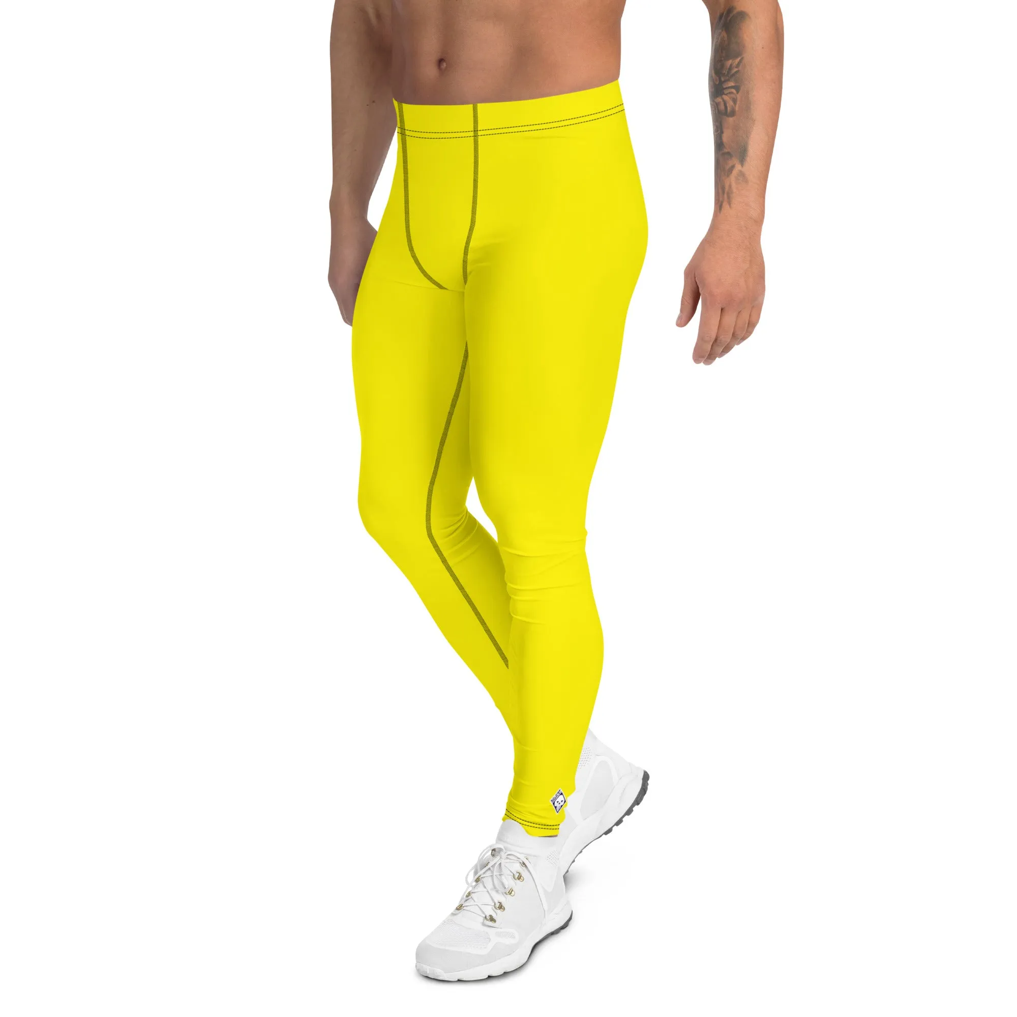 Urban Ease: Men's Solid Color Yoga Pants Leggings - Golden Sun