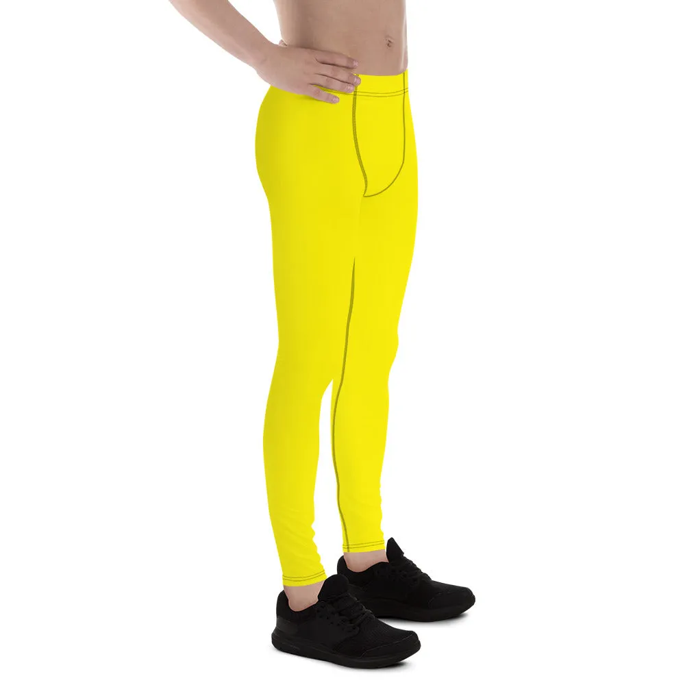 Urban Ease: Men's Solid Color Yoga Pants Leggings - Golden Sun