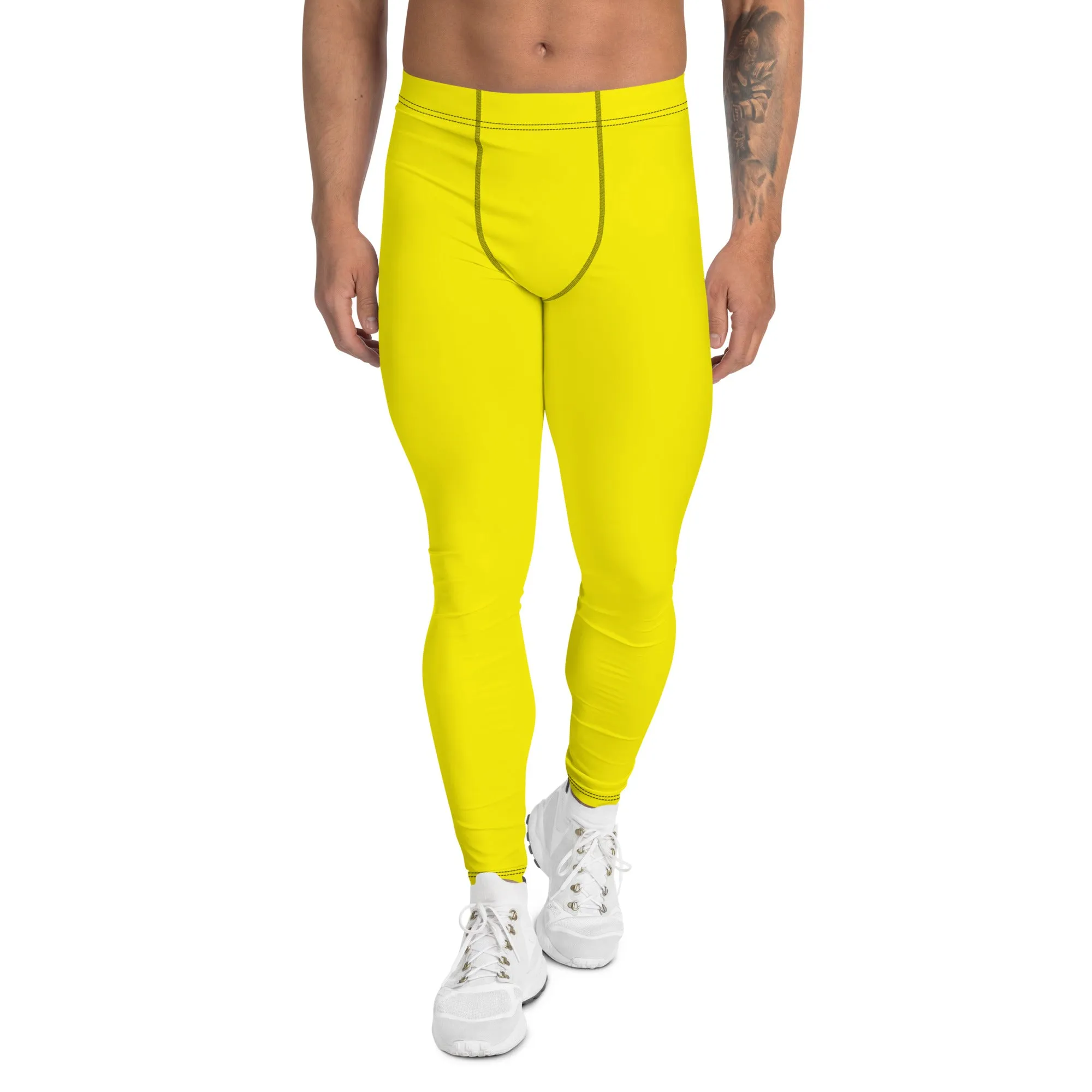 Urban Ease: Men's Solid Color Yoga Pants Leggings - Golden Sun