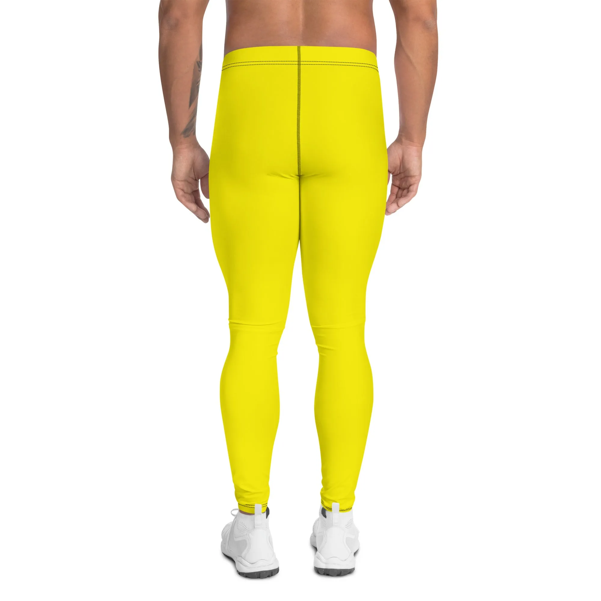 Urban Ease: Men's Solid Color Yoga Pants Leggings - Golden Sun