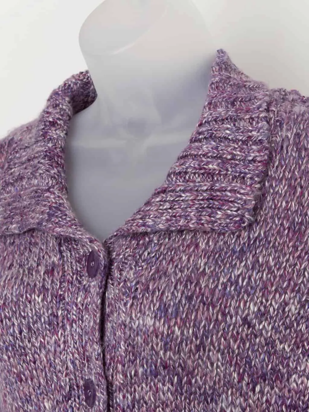 Vintage handknitted purple collared cardigan – Small / Medium