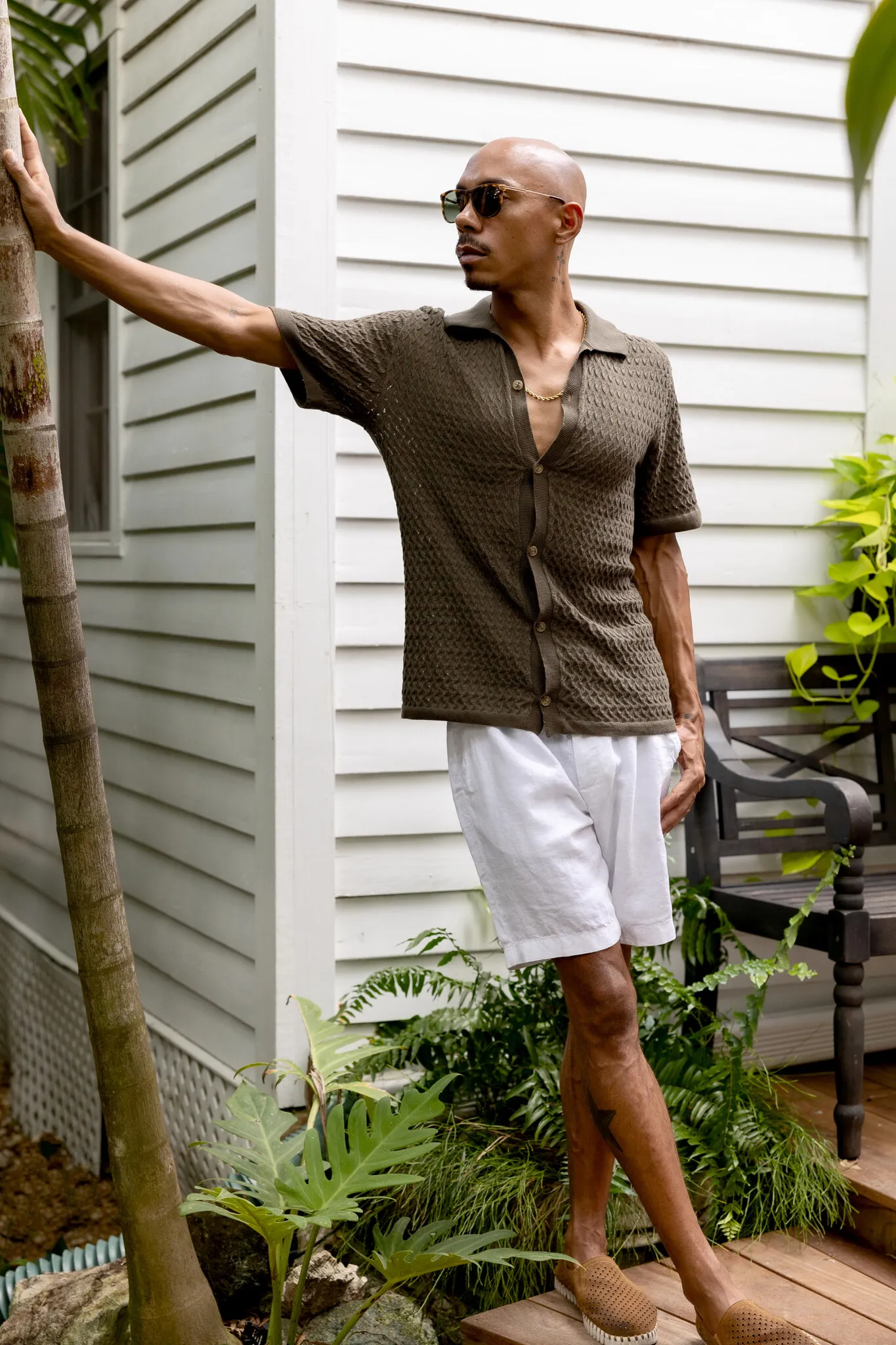 White Burrow Linen Shorts