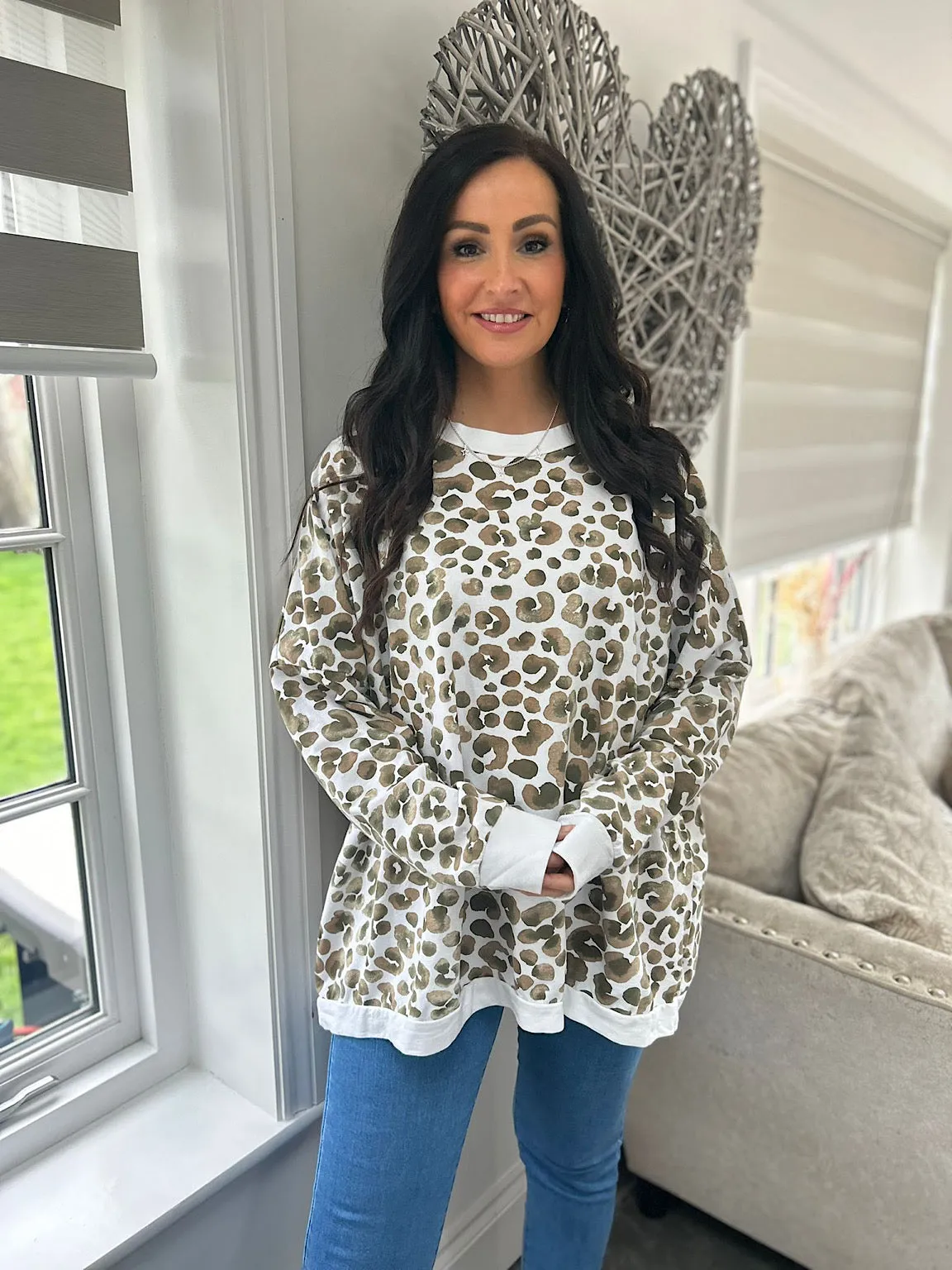 White Leopard Print Sweatshirt Kirsty