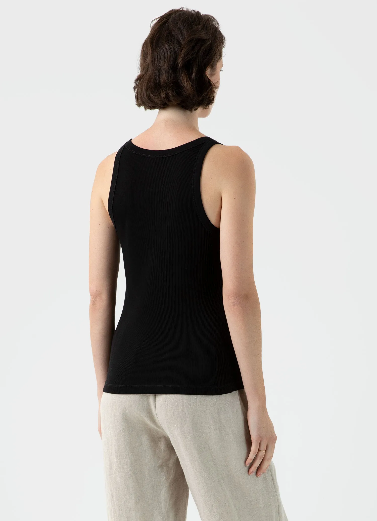 Women's Ribbed Tank Top in Black