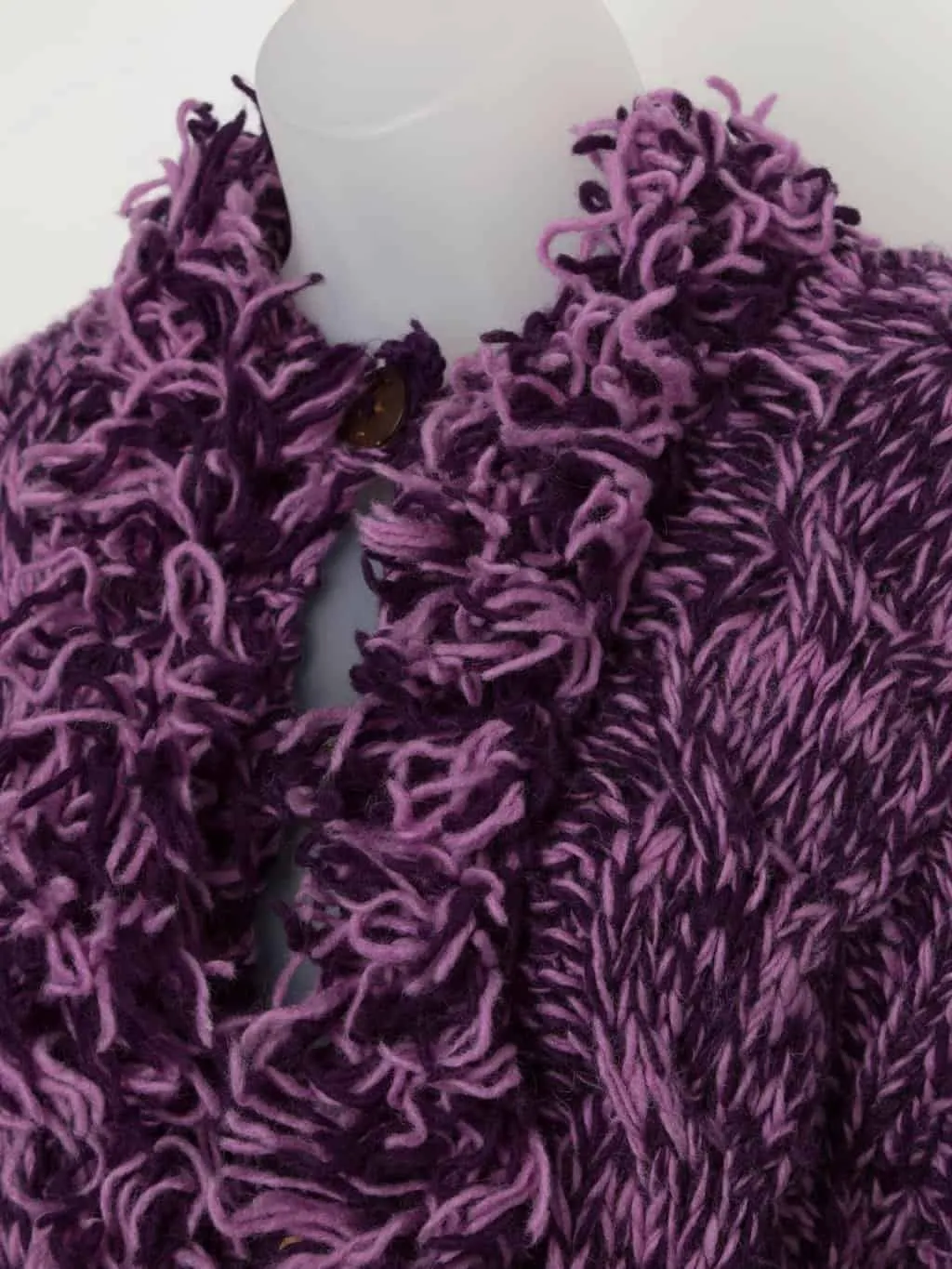 Y2K vintage Pachamama purple chunky knit penny lane cardigan with hood – Medium / Large