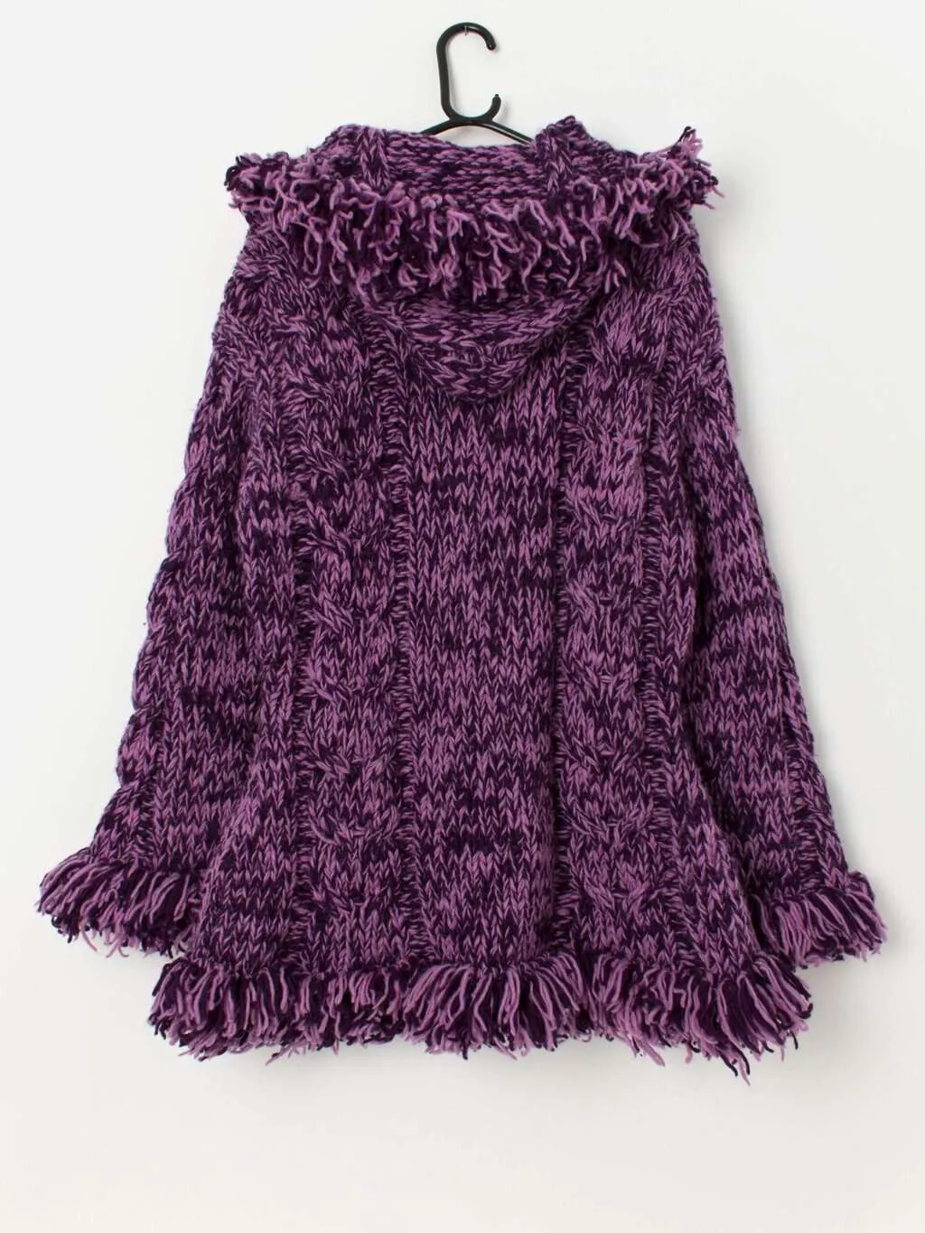 Y2K vintage Pachamama purple chunky knit penny lane cardigan with hood – Medium / Large