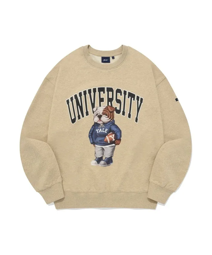 YALE  |Crew Neck Unisex Street Style Long Sleeves Plain Cotton