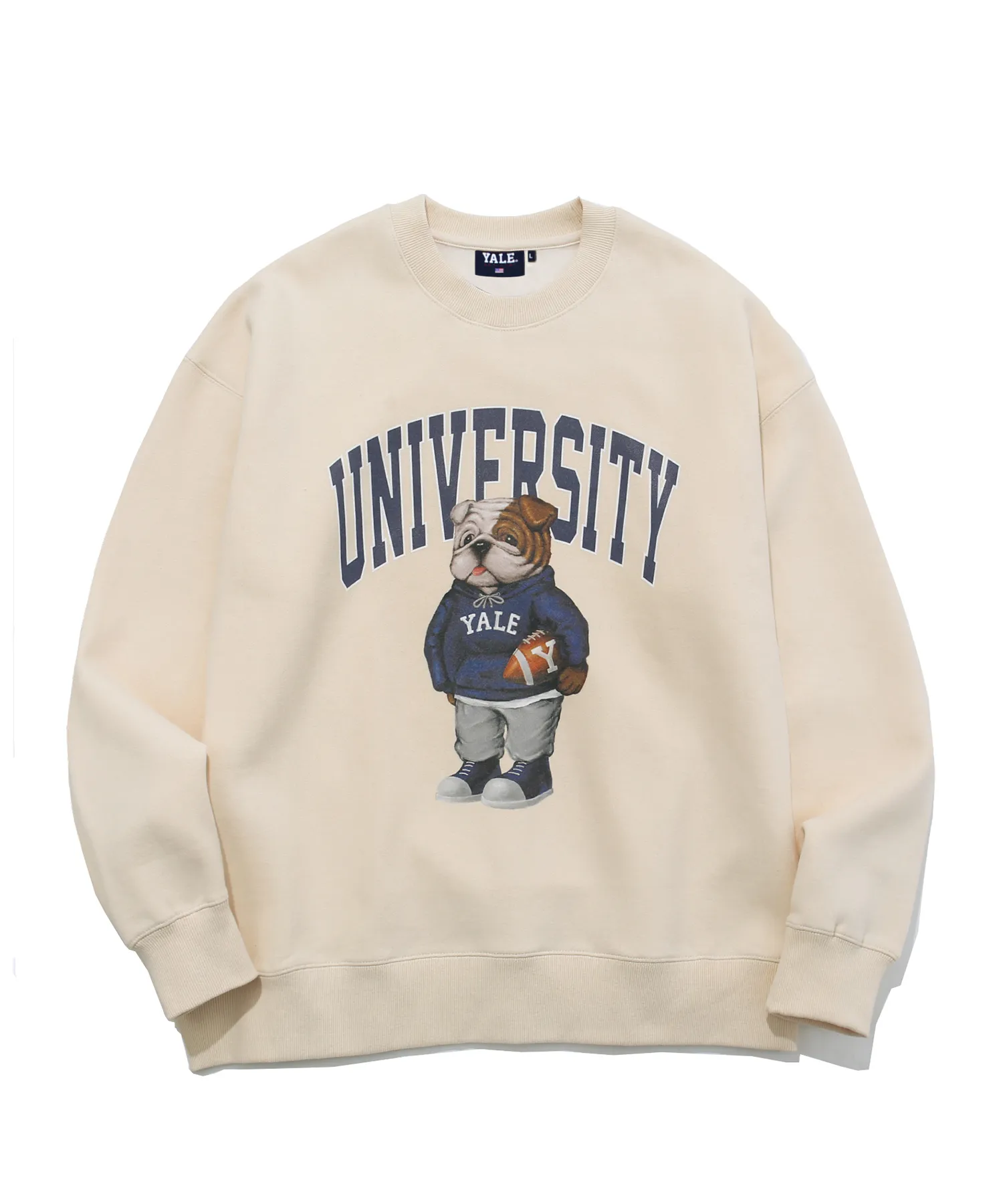 YALE  |Crew Neck Unisex Street Style Long Sleeves Plain Cotton