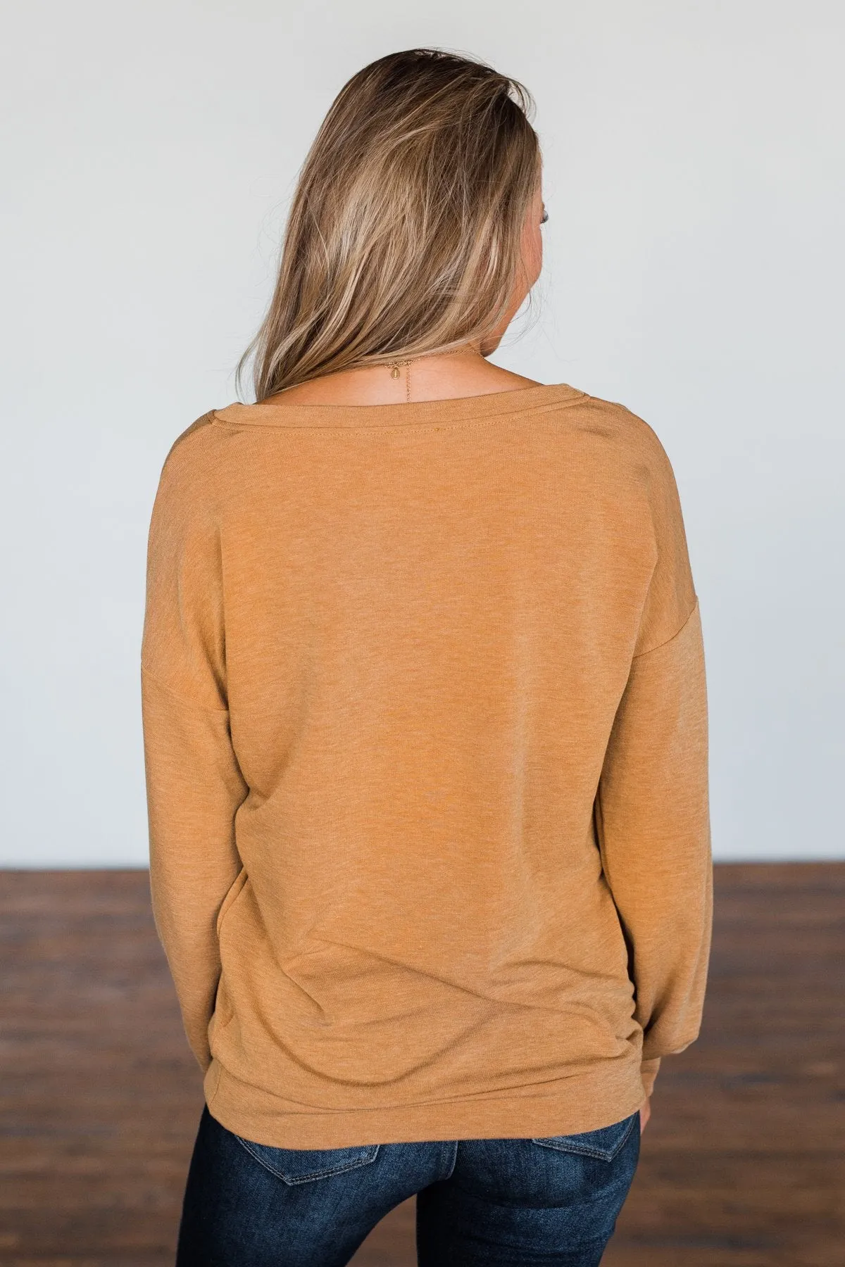 You Make It Easy Pullover Top- Burnt Mustard