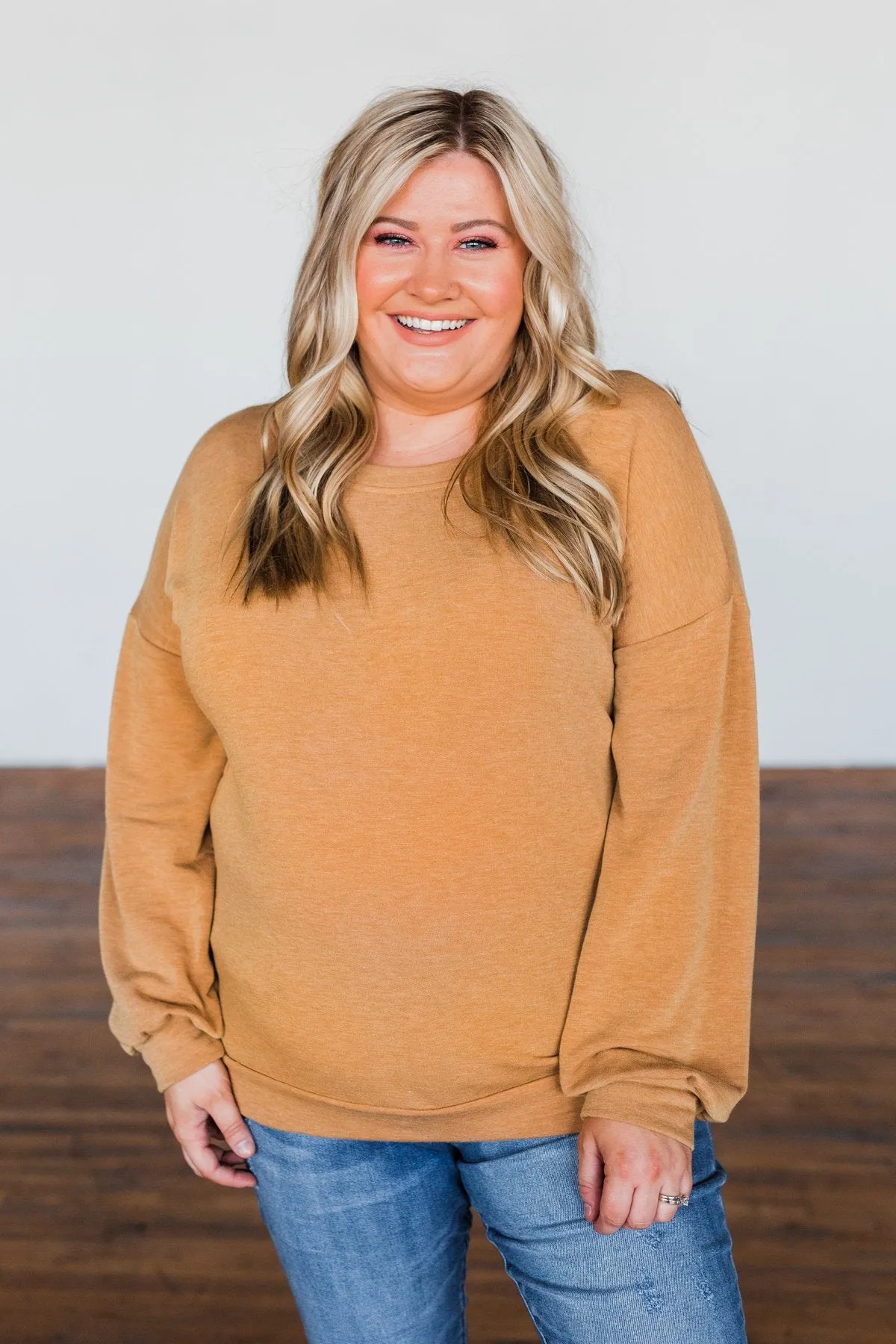 You Make It Easy Pullover Top- Burnt Mustard