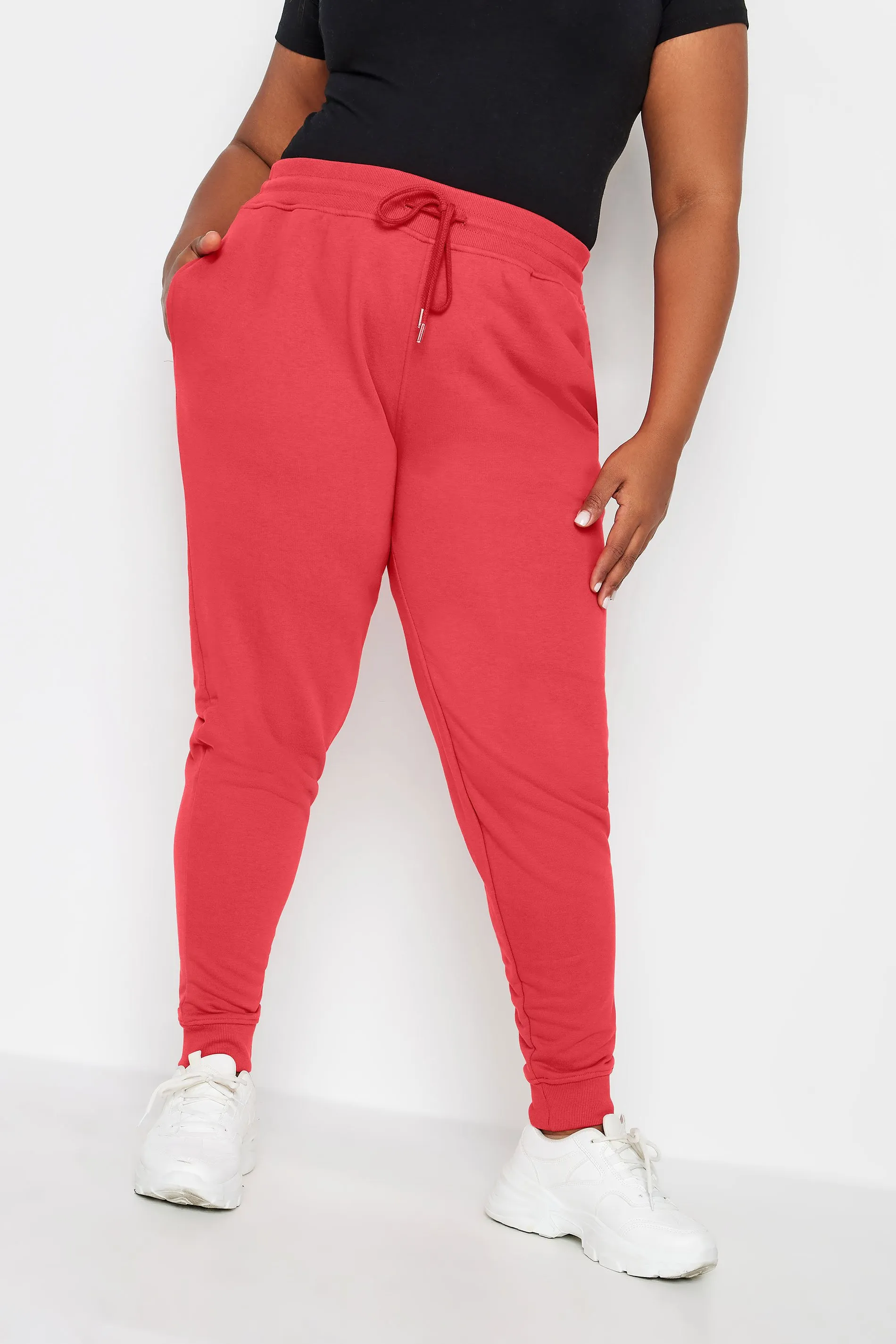 YOURS Curve Red Elasticated Stretch Joggers