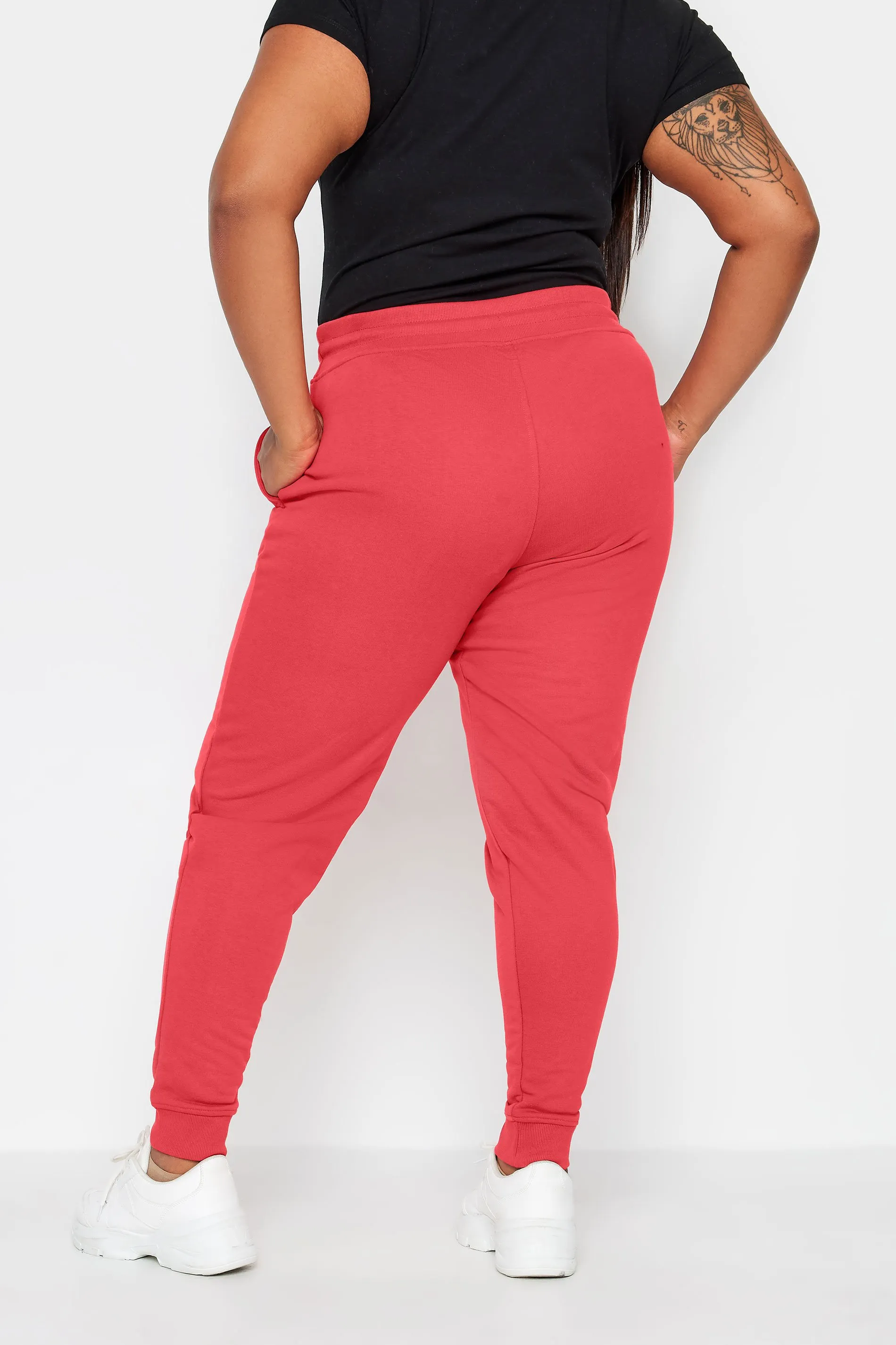 YOURS Curve Red Elasticated Stretch Joggers