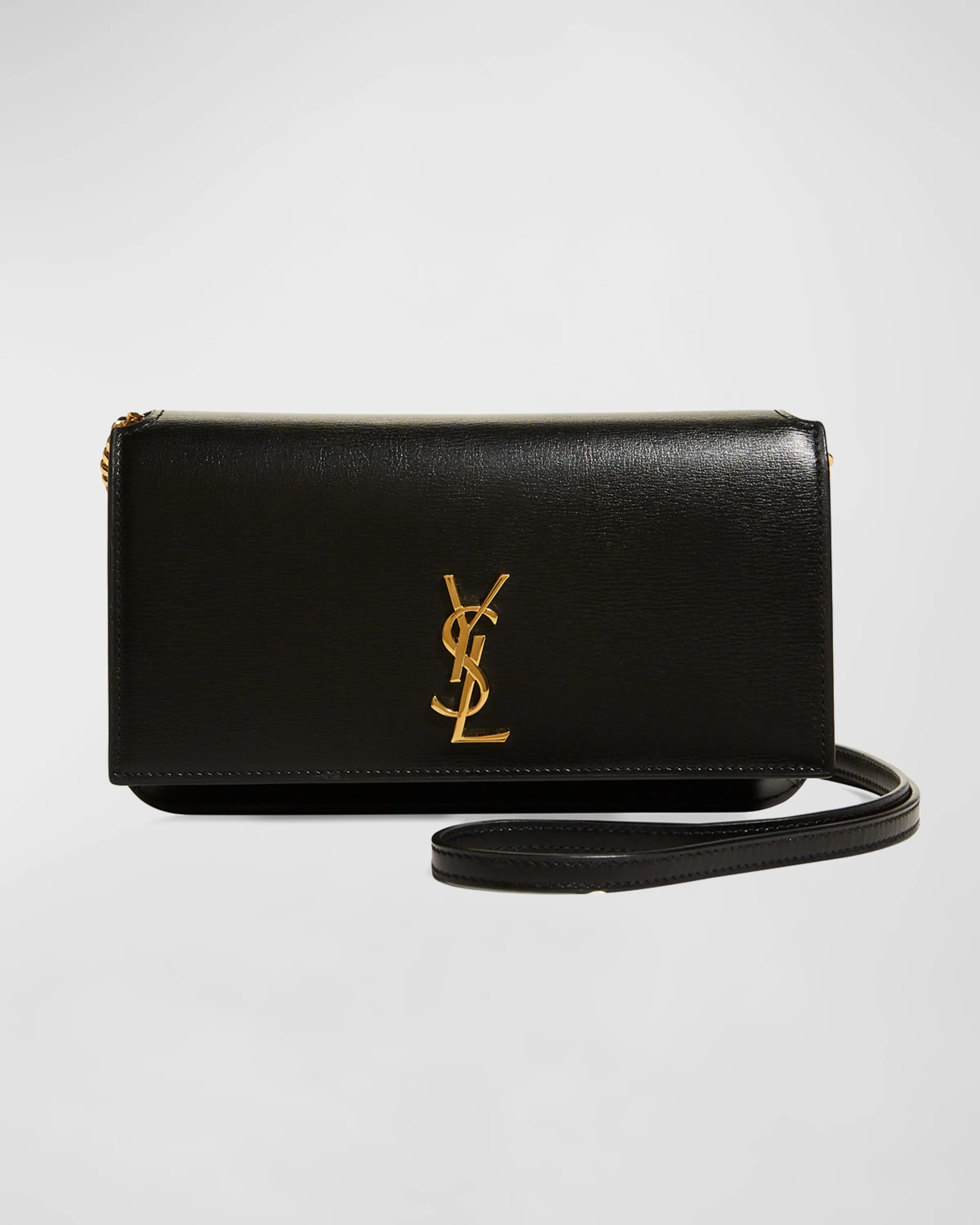 YSL Monogram Phone Holder Crossbody Bag in Leather