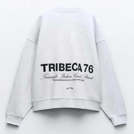 ZARA  |EMBROIDERED TEXT PLUSH SWEATSHIRT