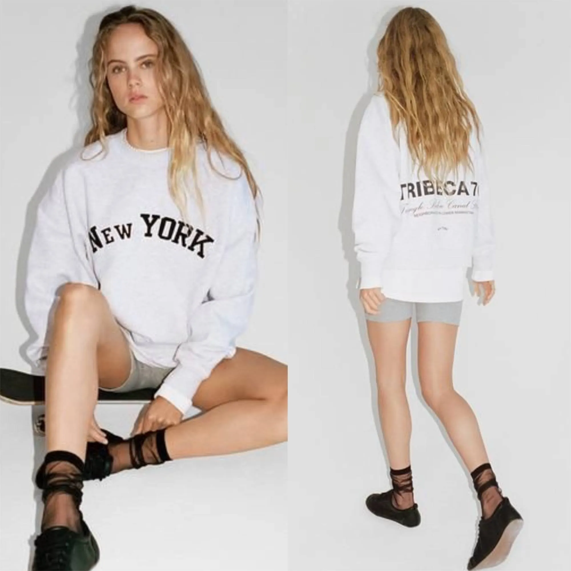 ZARA  |EMBROIDERED TEXT PLUSH SWEATSHIRT