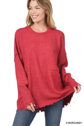 ZENANA Distressed Melange Oversized Sweater